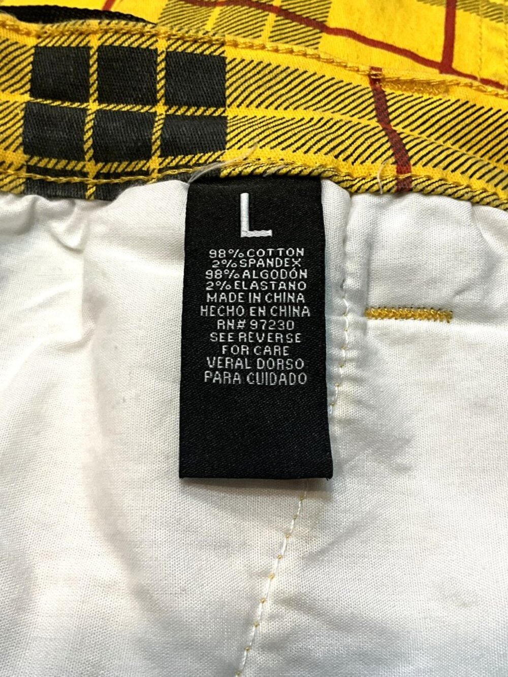 Almost Famous Yellow Plaid Cargo Jogger Pants Belted Cotton Blend Size L - Picture 7 of 10